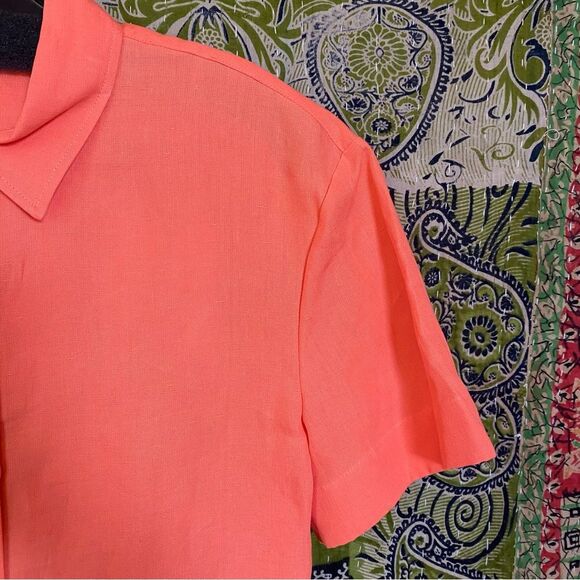 NWT Theory Bright Coral Galena Linen Midi Dress Size 2 - Picture 7 of 16